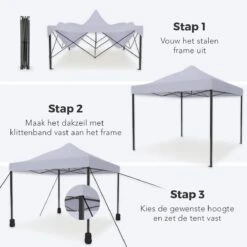 LifeGoods Partytent - 3x3 M - Easy Up - Opvouwbaar - Waterdicht - Draagtas Met Wieltjes - Donkergrijs -Tuin- En Buitenwinkels 1200x1200 7