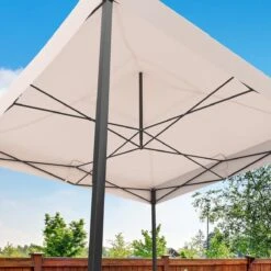 LifeGoods Partytent - 3x3 M - Easy Up - Opvouwbaar - Waterdicht - Draagtas Met Wieltjes - Beige -Tuin- En Buitenwinkels 1200x1200 726