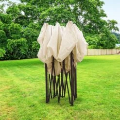 LifeGoods Partytent - 3x3 M - Easy Up - Opvouwbaar - Waterdicht - Draagtas Met Wieltjes - Beige -Tuin- En Buitenwinkels 1200x1200 730