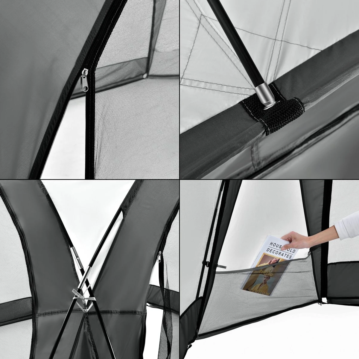 Pro-Tec Paviljoen Grästorp Met LED-verlichting 345x345x247 Cm Donkergrijs 5 Pro-Tec Paviljoen Grästorp Met LED-verlichting 345x345x247 Cm Donkergrijs - Afbeelding 5