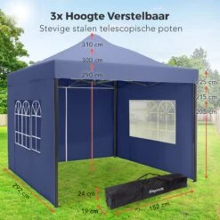 LifeGoods Partytent - 3x3 M - Zijwanden - Easy Up - Opvouwbaar - Waterdicht - Draagtas Met Wieltjes - Donkerblauw 14 LifeGoods Partytent - 3x3 M - Zijwanden - Easy Up - Opvouwbaar - Waterdicht - Draagtas Met Wieltjes - Donkerblauw -Tuin- En Buitenwinkels 1200x1200 763