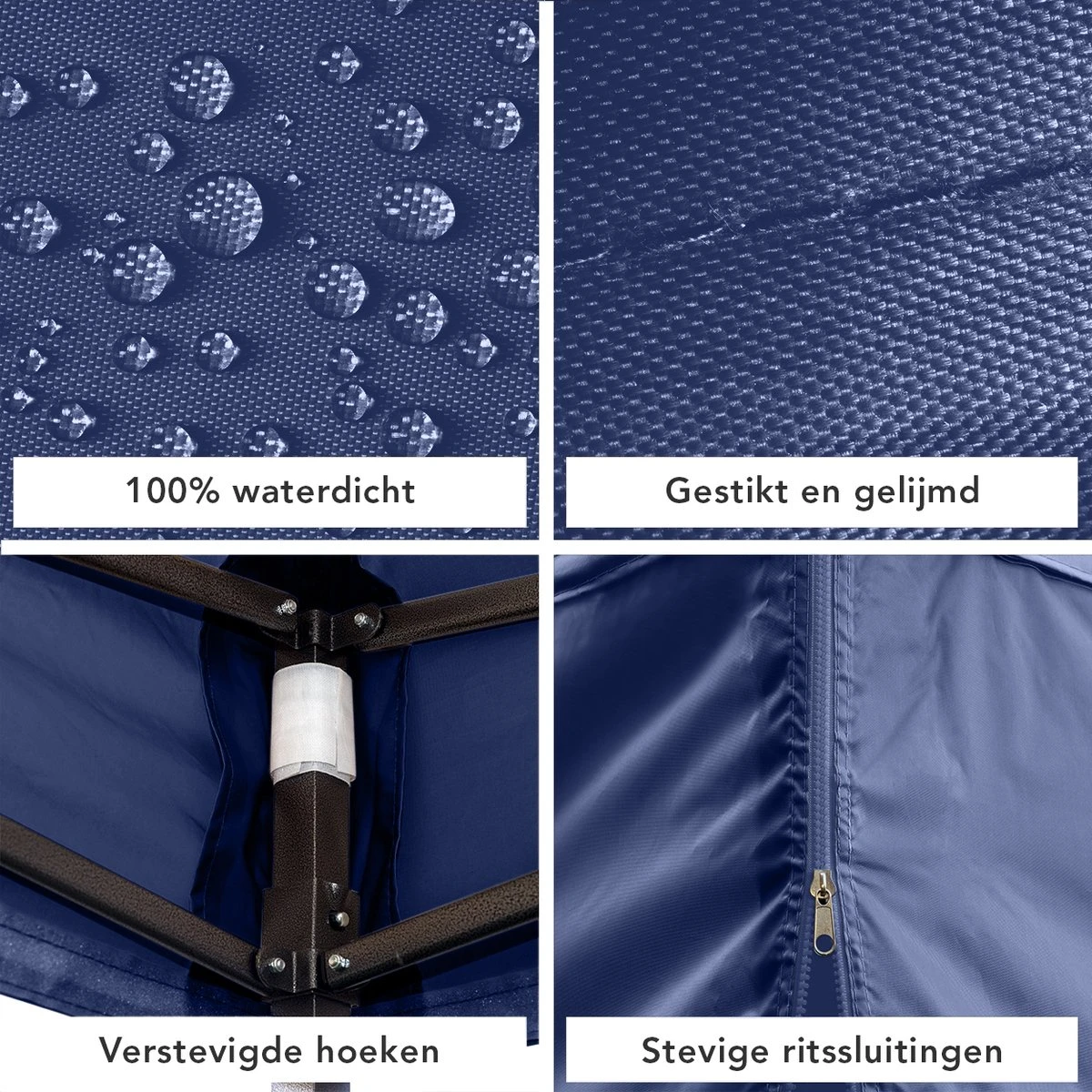 LifeGoods Partytent - 3x3 M - Zijwanden - Easy Up - Opvouwbaar - Waterdicht - Draagtas Met Wieltjes - Donkerblauw 7 LifeGoods Partytent - 3x3 M - Zijwanden - Easy Up - Opvouwbaar - Waterdicht - Draagtas Met Wieltjes - Donkerblauw - Afbeelding 7