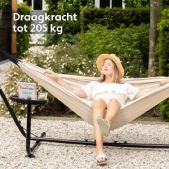 Vita5 Hangmat Met Standaard – 2 Persoons – Incl. Bekerhouder – 205kg Draaggewicht – Beige/Wit -Tuin- En Buitenwinkels 1200x1200 77
