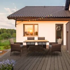 Teamson Home 5-Delig Diningset - Tuinset - Tuinmeubelen - Tafel En 4 Stoelen - Voor Maximaal 4 Personen - Massief Houten Tafelblad - Bruin - 244 X 132 X 84 (cm) -Tuin- En Buitenwinkels 1200x1200 813