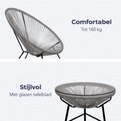 LifeGoods Acapulco Bistroset - 3-Delig - Tuinset Met Bijzettafel - Grijs -Tuin- En Buitenwinkels 1200x1200 836