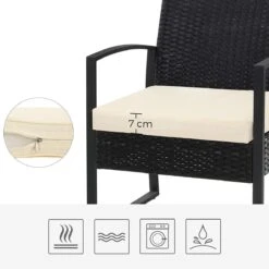 Songmics Tuinmeubelset, 3-delige Set, Van Polyrotan, Voor Outdoor, Terras, Balkon, Tuin, Eenvoudige Montage, Bijzettafel En 2 Stoelen, Zwart-beige -Tuin- En Buitenwinkels 1200x1200 889