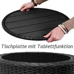 Casaria Polyrattan Zonne-Eiland Ø185cm – Incl. Kussens - Zwart Crème -Tuin- En Buitenwinkels 1200x1200 899