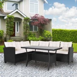 Casaria Polyrattan Tuinset - 15 Delig Voor 6 Personen – Crème Zwart -Tuin- En Buitenwinkels 1200x1200 922