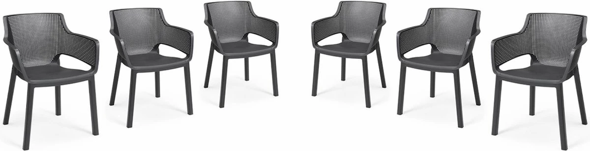 Alice's Garden Tuinset Julie/Elisa - 147x90x74cm - 6 Stoelen - Kunsthars - Grafietkleur 4 Alice's Garden Tuinset Julie/Elisa - 147x90x74cm - 6 Stoelen - Kunsthars - Grafietkleur - Afbeelding 4