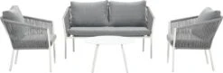 Garden Impressions Fleurie Loungeset 4-delig - Rope - Mat Wit/ Licht Grijs