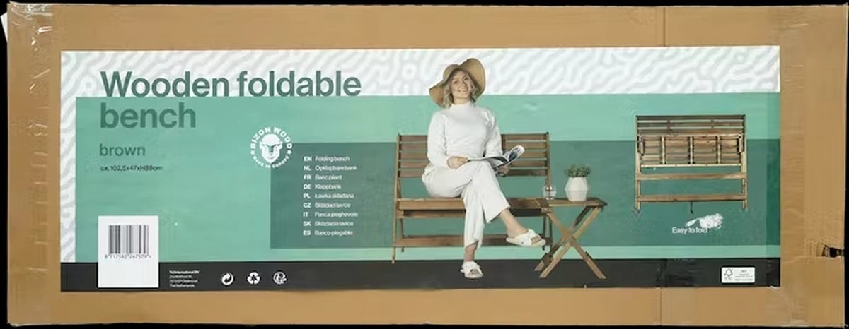 Merkloos Inklapbare Houten Tuinbank 3 Merkloos Inklapbare Houten Tuinbank - Afbeelding 3