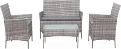 Alice's Garden Loungeset Moltès - 4 Plaatsen - Wicker - Kleine Set - Tinten Grijs/grijs -Tuin- En Buitenwinkels 1200x484