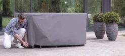 Weersbestendige Beschermhoes Tuinset (S) | 165 X 135 X 95 Cm | Premium | Waterproof | TÜV Rheinland Gecertificeerd | Hoes Voor Tuin | Waterdicht | Solution Dyed (verkleuring Onmogelijk) | Grijs / Antraciet -Tuin- En Buitenwinkels 1200x541