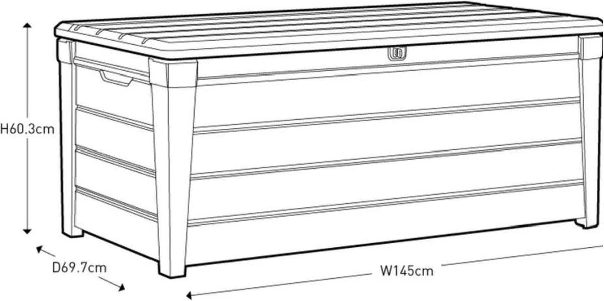 Keter Brightwood Opbergbox - 455L - 145x69,7x60,3 Cm - Grafiet 11 Keter Brightwood Opbergbox - 455L - 145x69,7x60,3 Cm - Grafiet - Afbeelding 11
