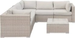 Alice's Garden Loungeset Napoli - 5 Plaatsen - Wicker - 6 Elementen - Beige/Beige -Tuin- En Buitenwinkels 1200x609