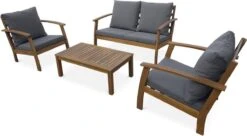Houten Loungeset 4 Plaatsen - Ushuaïa - Grijs Kussens, Bank, Fauteuils En Lage Tafel Van Acacia, Design -Tuin- En Buitenwinkels 1200x659 3