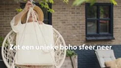 Vita5 Macramé Hangstoel - Voor Binnen En Buiten - Zonder Standaard - Incl. Kussen, Boekenvak En Beschermhoes - Tot 150kg - Beige -Tuin- En Buitenwinkels 1200x675 12