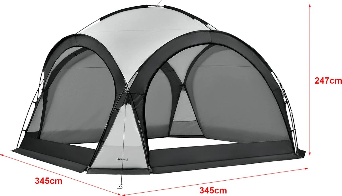 Pro-Tec Paviljoen Grästorp Met LED-verlichting 345x345x247 Cm Donkergrijs 6 Pro-Tec Paviljoen Grästorp Met LED-verlichting 345x345x247 Cm Donkergrijs - Afbeelding 6