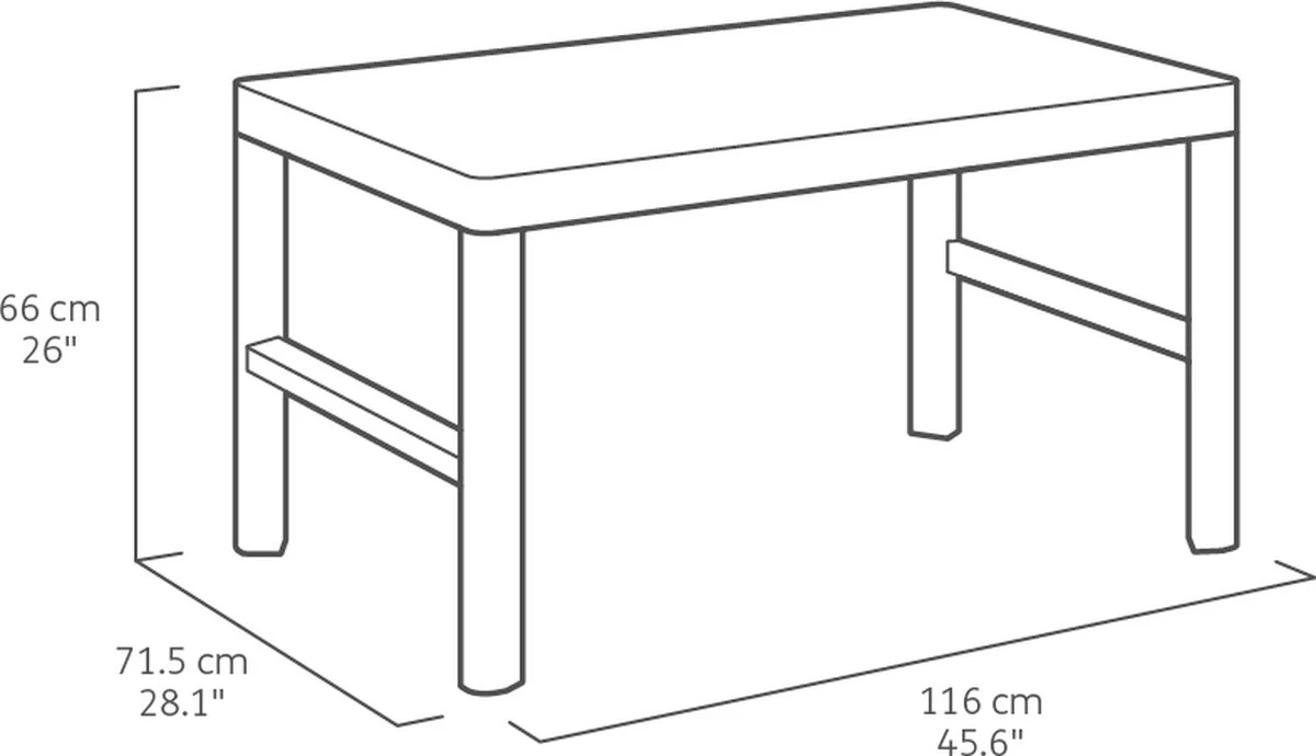 Allibert Lyon Tuintafel - 116x71,5x66/40 Cm - Grafiet 2 Allibert Lyon Tuintafel - 116x71,5x66/40 Cm - Grafiet - Afbeelding 2