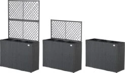 Casaria Polyrattan Plantenbak - Met Klimoprek - 3 Bakken Zwart -Tuin- En Buitenwinkels 1200x704 1