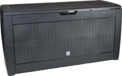 Opbergbox 310L UV-Bestendig Weerbestendig Wielen Tuinbox Rotan-look Antraciet