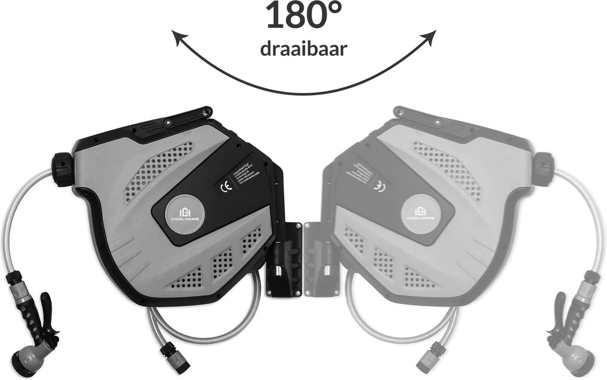 CoolHome Wandslangenbox 15 Meter + 1,5 Meter - Tuinslang Met Haspel- Slangenhouder 180° Draaibaar - Tuinslanghaspel Zwart - Grijs 5 CoolHome Wandslangenbox 15 Meter + 1,5 Meter - Tuinslang Met Haspel- Slangenhouder 180° Draaibaar - Tuinslanghaspel Zwart - Grijs - Afbeelding 5