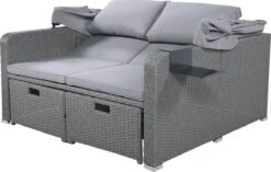 Polyrattan Patio Rieten Meubels Set Voor 2 Personen-Outdoor Rattan Sofa Set Met Intrekbare Luifel-lounge Bank-PE Rotan Loveseat Voor Achtertuin Veranda Tuin Zwembad Balkon-grijs -Tuin- En Buitenwinkels 1200x761
