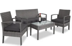 Casaria Polyrattan Loungeset – 2 Stoelen 1 Bank 1 Tafel - Antraciet -Tuin- En Buitenwinkels 1200x768 1