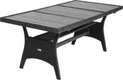 Casaria Polyrattan Tuintafel - WPC Tafelblad 190x90x74 Cm – Zwart