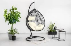 Hangstoel - Ei Stoel - Met Frame - Zwart Beige - Tot 125 Kg -Tuin- En Buitenwinkels 1200x780