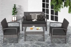 Casaria Polyrattan Loungeset – 2 Stoelen 1 Bank 1 Tafel - Antraciet -Tuin- En Buitenwinkels 1200x798 4