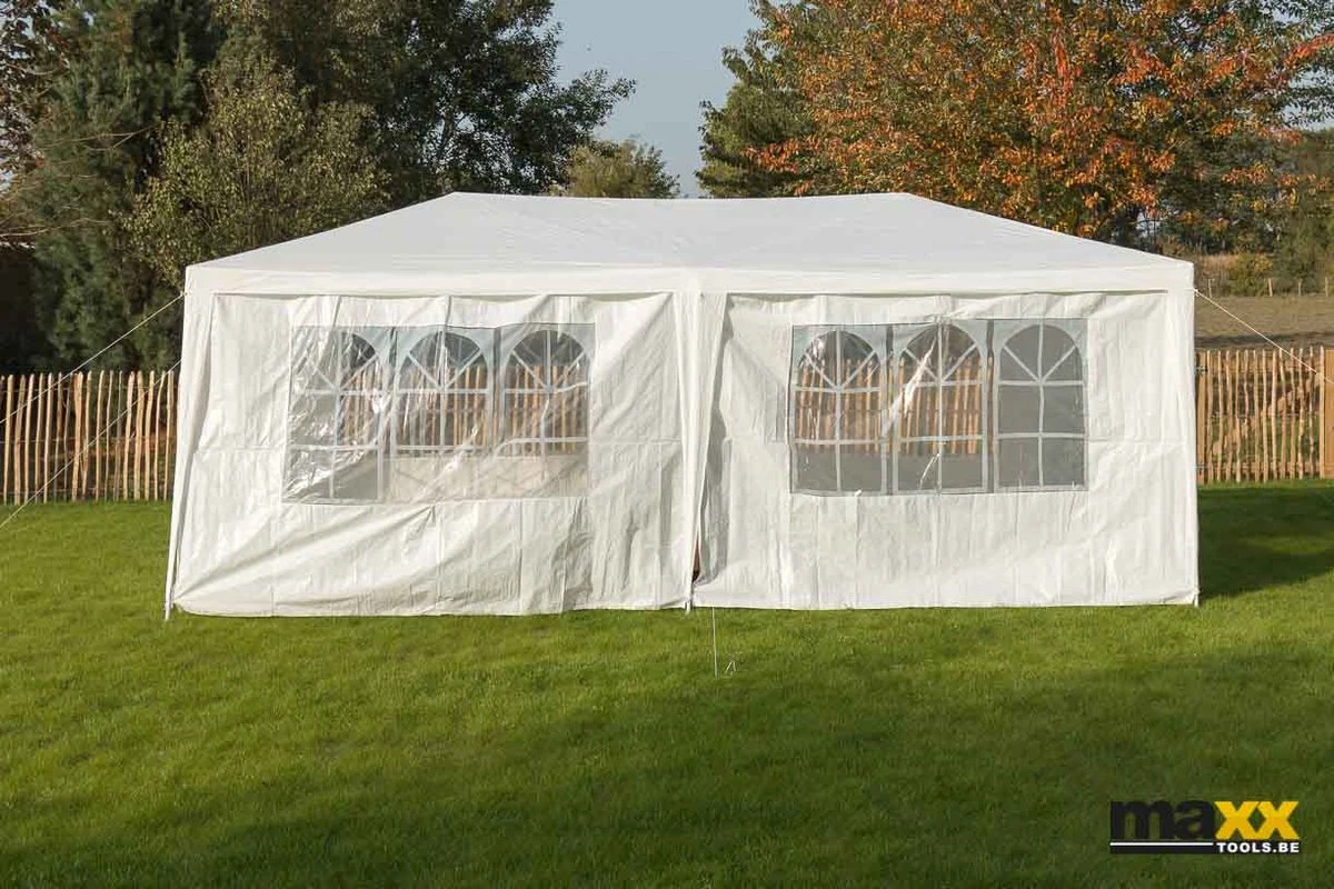 MaxxGarden Partytent - Paviljoen - 300 X 600 X 250 Cm - Met Zijwanden - Waterdicht Pro - 32mm Buizen – Wit 9 MaxxGarden Partytent - Paviljoen - 300 X 600 X 250 Cm - Met Zijwanden - Waterdicht Pro - 32mm Buizen – Wit - Afbeelding 9