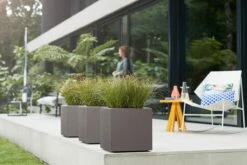 Elho Vivo Structure Finish Vierkant 40 - Plantenbak Voor Binnen & Buiten - Ø 39 X H 41 - Grijs/Warm Grijs -Tuin- En Buitenwinkels 1200x800 447