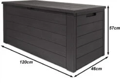 Merkloos Woody Tuin Opbergbox - 324 Liter 45x120x60 Cm - Tuinkussenbox - Antraciet/bruin -Tuin- En Buitenwinkels 1200x826