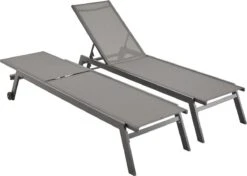 ELSA - Set Van 2 Ligstoelen Van Aluminium En Textileen, Ligbed Multipositioneel Met Wieltjes, Kleur Antraciet/donkergrijs -Tuin- En Buitenwinkels 1200x854 1