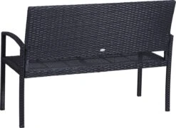 Outsunny Polyrotan Tuinbank 2-zits Parkbank Bank Staal Zwart 867-022 -Tuin- En Buitenwinkels 1200x874