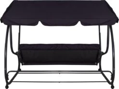 Springos Schommelbank | Linda-Schommel | 3-zits | Waterafstotend | Inclusief 2 Kussens | Verstelbare Luifel | 162 X 200 X 120 Cm | Zwart -Tuin- En Buitenwinkels 1200x897 1