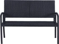 Outsunny Polyrotan Tuinbank 2-zits Parkbank Bank Staal Zwart 867-022 -Tuin- En Buitenwinkels 1200x898