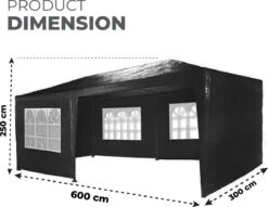 MaxxGarden Partytent - Paviljoen - 3x6m - Incl. Zijwanden - Waterdicht - Zwart -Tuin- En Buitenwinkels 1200x927