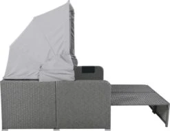 Polyrattan Patio Rieten Meubels Set Voor 2 Personen-Outdoor Rattan Sofa Set Met Intrekbare Luifel-lounge Bank-PE Rotan Loveseat Voor Achtertuin Veranda Tuin Zwembad Balkon-grijs -Tuin- En Buitenwinkels 1200x929