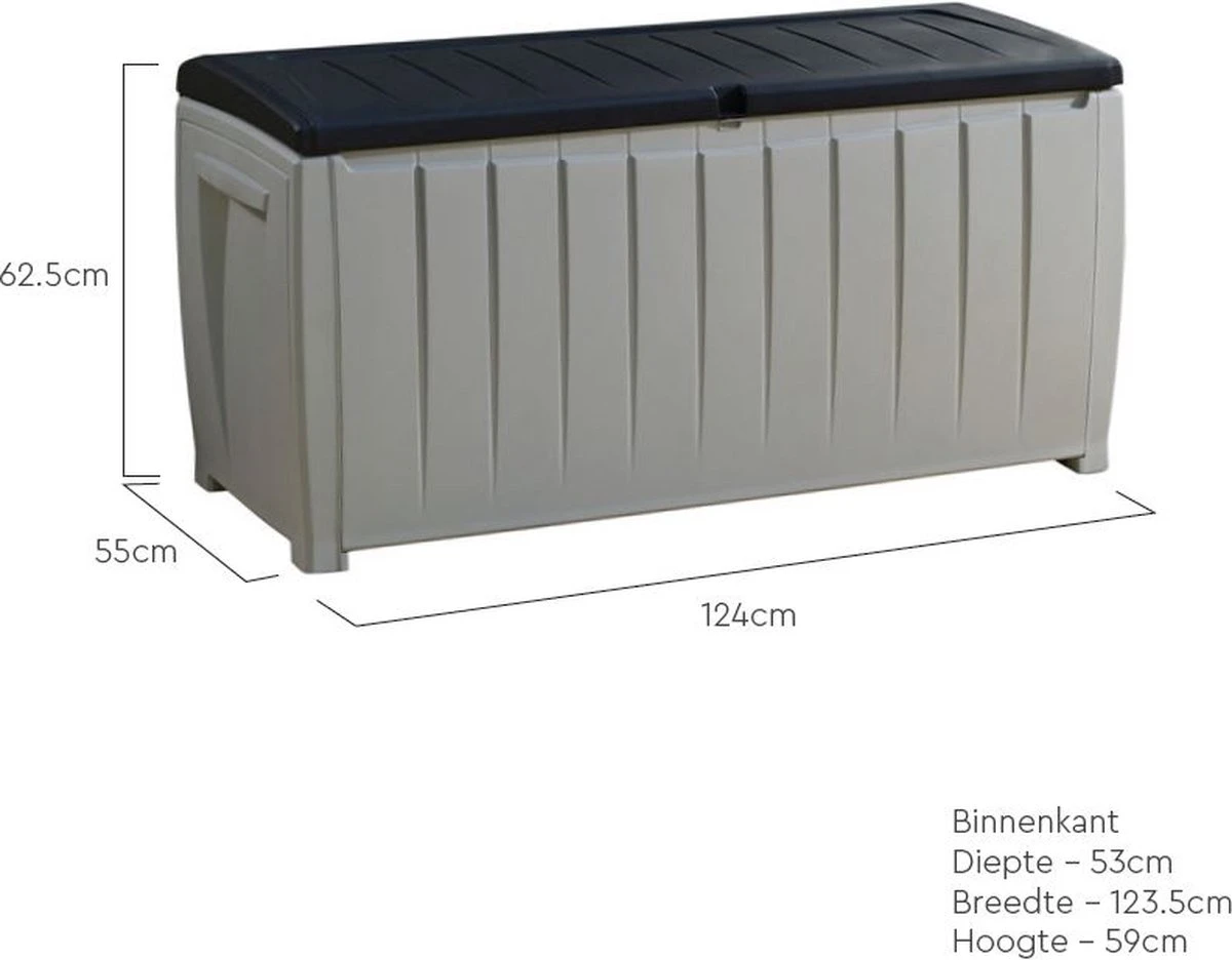 Keter Novel Opbergbox - 340L - 124x55x62.5cm - Grijs 2 Keter Novel Opbergbox - 340L - 124x55x62.5cm - Grijs - Afbeelding 2
