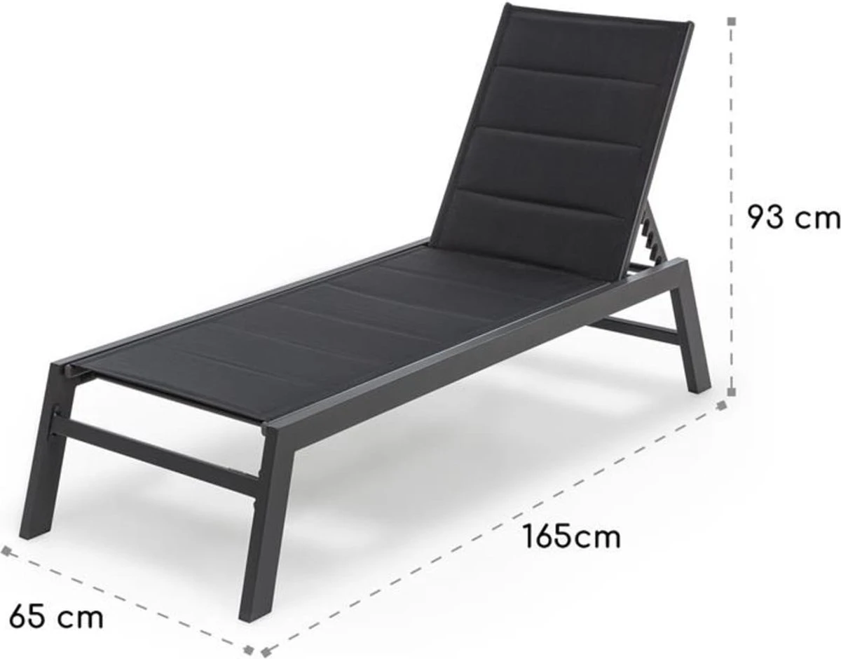 Blumfeldt Renazzo Lounge Ligstoel - Ligbed Voor De Tuin - Aluminium Tuinstoel - 6 Standen - Waterafstotend - Bekleding Van 70 % Pvc En 30 % Polyetheen - Zwart 3 Blumfeldt Renazzo Lounge Ligstoel - Ligbed Voor De Tuin - Aluminium Tuinstoel - 6 Standen - Waterafstotend - Bekleding Van 70 % Pvc En 30 % Polyetheen - Zwart - Afbeelding 3
