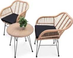 Casaria Tuinset Bali 3 Delig – 1 Tafel/2 Stoelen – Naturel Zwart -Tuin- En Buitenwinkels 1200x948 2