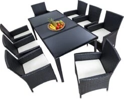 Tectake - Tuinmeubelset - 8 Persoons - Zwart -Tuin- En Buitenwinkels 1200x967 2