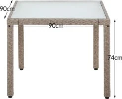 Casaria Polyrattan Tuinset - 4 Stoelen & Tafel 90x90 Cm - Beige Grijs -Tuin- En Buitenwinkels 1200x972 2