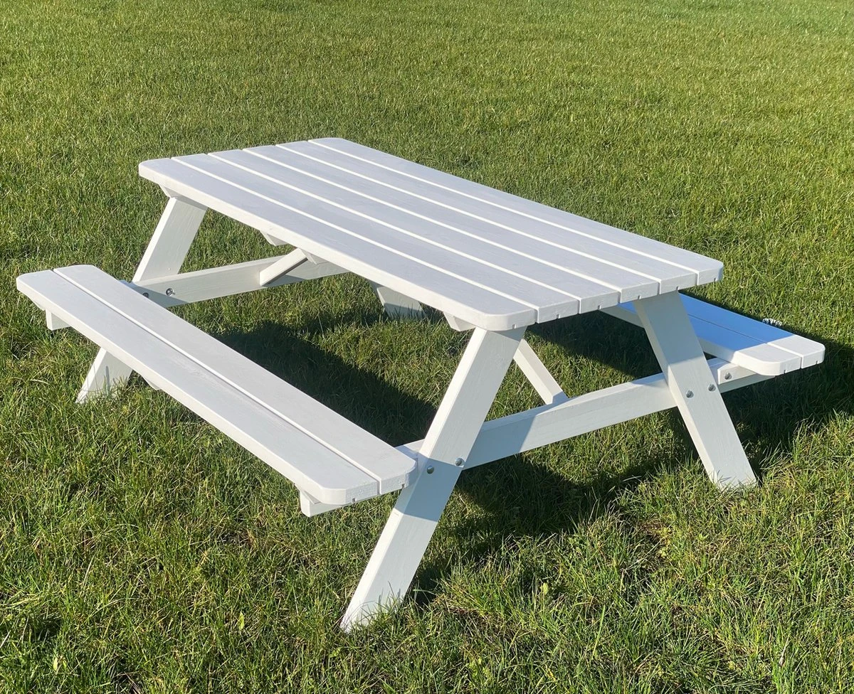 Goedkopepicknicktafels.nl | Witte XL Picknicktafel | Tuintafel 6 Persoons | Wit Gespoten Gedroogd Grenen Hout! 1 Goedkopepicknicktafels.nl | Witte XL Picknicktafel | Tuintafel 6 Persoons | Wit Gespoten Gedroogd Grenen Hout!