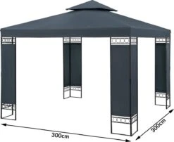 Casaria Paviljoen Lorca 3x3m - UV-bescherming 50+ Metaal - Antraciet -Tuin- En Buitenwinkels 1200x981 2