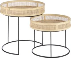 Mica Decorations Leandro Bijzettafel - Set Van 2 - H45 X Ø45 Cm - Zwart -Tuin- En Buitenwinkels 1200x983 2