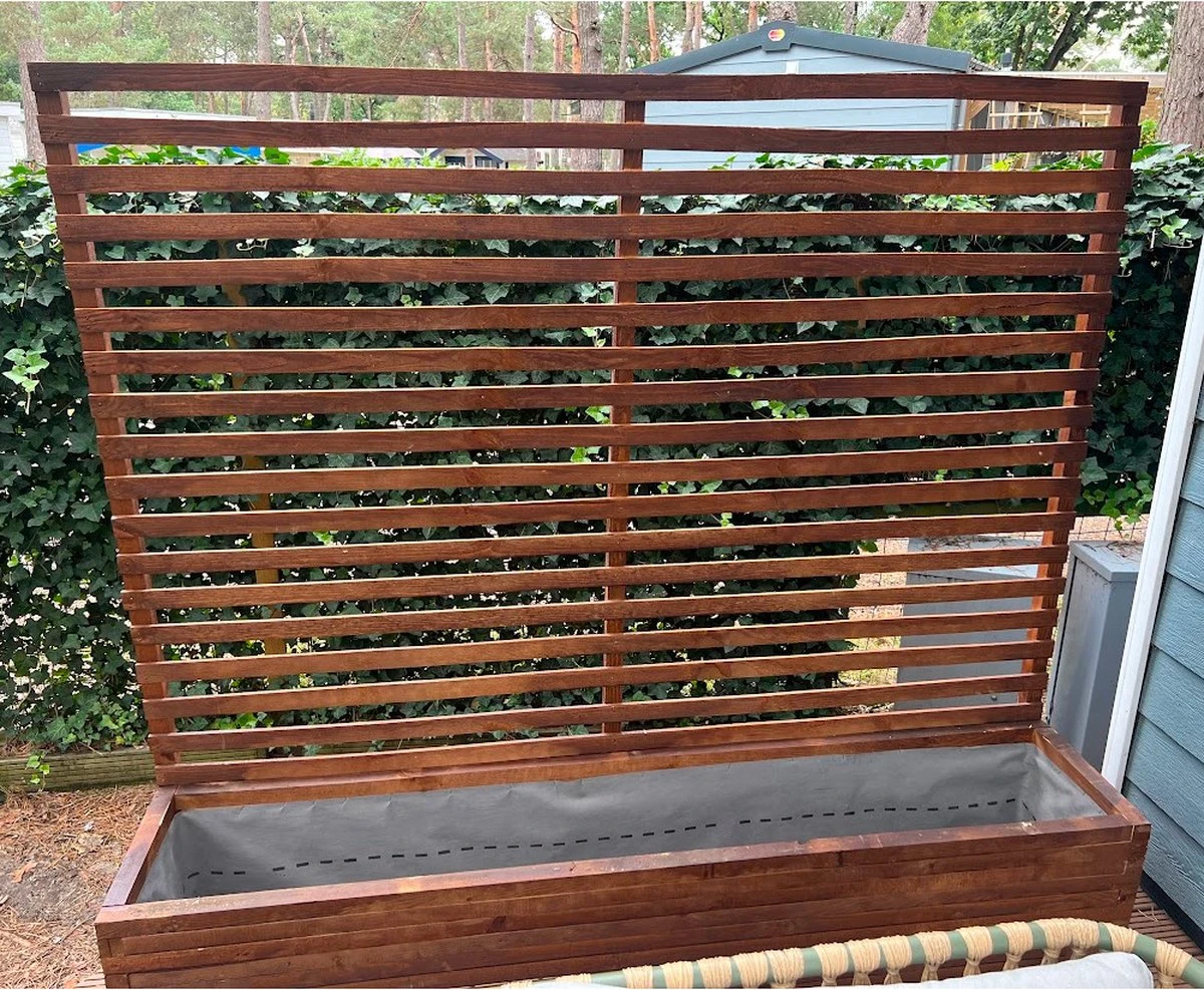 AMISHOUT - Plantenbak Met Klimrek 200x40x40 (180) Cm - Bruin 2 AMISHOUT - Plantenbak Met Klimrek 200x40x40 (180) Cm - Bruin - Afbeelding 2