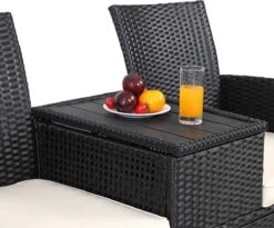 Casaria Tuinbank Polyrattan – 2 Zitter Incl. Tafel & Kussens – Zwart -Tuin- En Buitenwinkels 1200x997 1